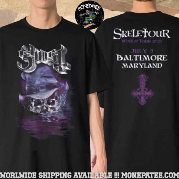 Ghost Band Baltimore Maryland 2025 Skeletour World Tour Message From The Clergy On July 9 At  Cfg Bank Arena Two Sided Unisex T-Shirt