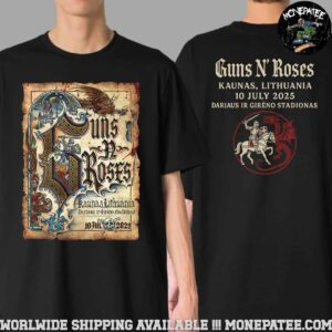 Guns N Roses Concert Poster In Kaunas Live At Darius and Girenas Stadium On Jul 10 2025 Two Sided Unisex T-Shirt