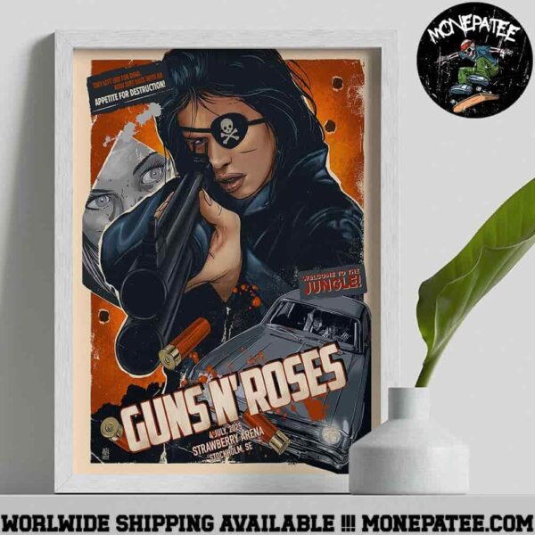 Guns N Roses Stockholm SE Concert Poster Live At Strawberry Arena On July 4 2025 Welcom To The Jungle Art Work