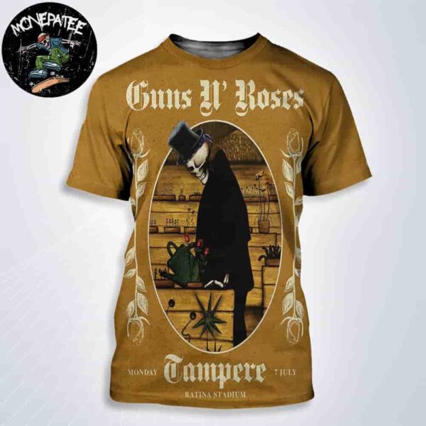 Guns N’ Roses Tampere FI Concert Poster At Ratina Stadium On July 7 2025 The Gardener Of Rock All Over Print Shirt