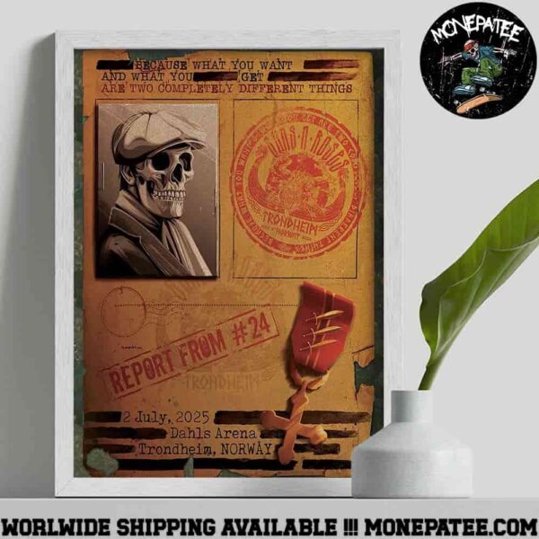 Guns N Roses Trondheim NO Poster Europe Summer Tour 2025 Live At Dahls Arena On July 2 Wall Art
