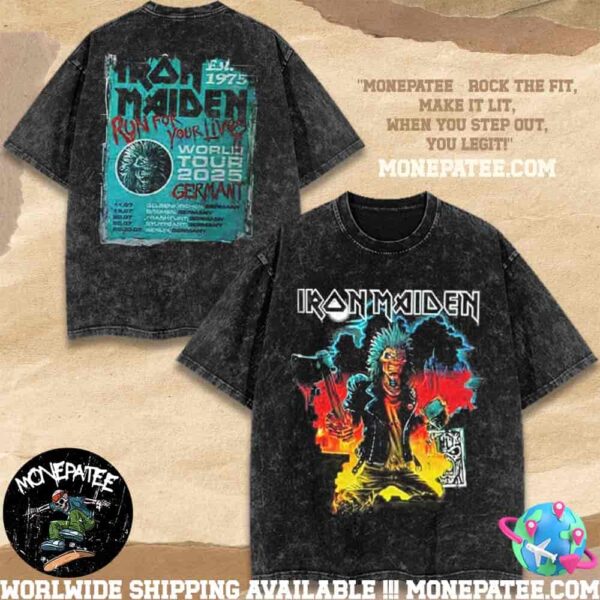 Iron Maiden Germany July 2025 Run For Your Lives World Tour In Gelsenkirchen Bremen Frankfurt Stuttgart And Berlin Wrath Of The Undead Washed Shirt