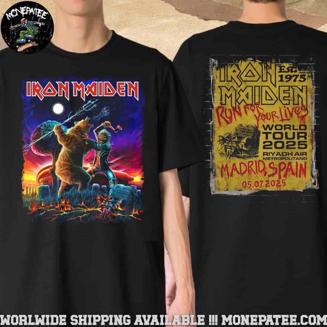 Iron Maiden Madrid Spain Merch Tee Run For Your Lives World Tour 2025 Live At Riyad Air Metropolitano On Jul 5 2025 Claws Of The Beast Unisex T-Shirt Iron Maiden Madrid Spain Merch Tee Run For Your Lives World Tour 2025 Live At Riyad Air Metropolitano On Jul 5 2025 Claws Of The Beast Unisex T-Shirt