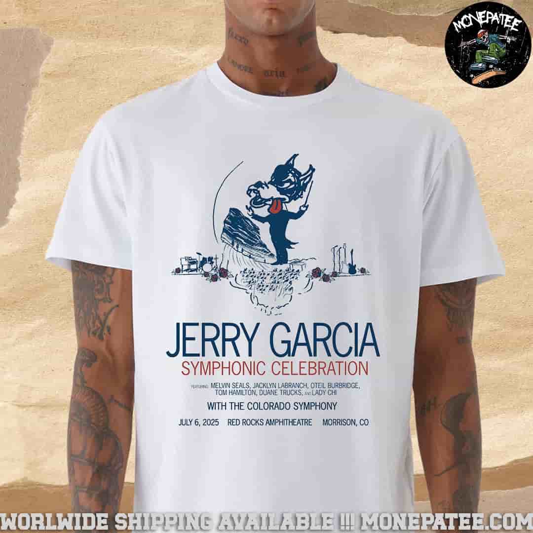 Jerry Garcia Symphonic Celebration With The Colorado Symphony And Lineip Venue Poster In Morrison Colorado At Red Rocks Amphitheatre On July 6 2025 Unisex T-Shirt Jerry Garcia Symphonic Celebration With The Colorado Symphony And Lineip Venue Poster In Morrison Colorado At Red Rocks Amphitheatre On July 6 2025 Unisex T-Shirt