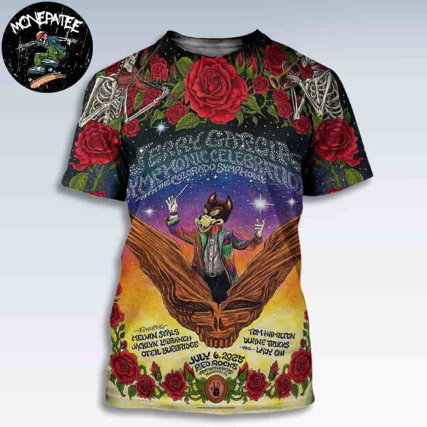 Jerry Garcia Symphonic Celebration With The Colorado Symphony Venue Poster In Morrison Colorado At Red Rocks Amphitheatre On July 6 2025 All Over Print T-Shirt