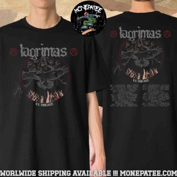 Lagrimas Band US Tour 2025 Schedule List Dates Two Sided Unisex T-Shirt