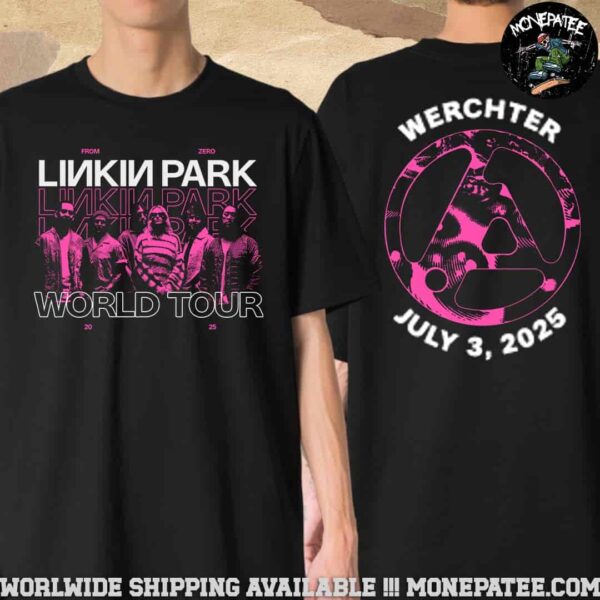 Linkin Park Werchter Belgium From Zero World Tour Official Merchandise Tee Live At Rock Werchter Festival On July 3 2025 Two Sided T-Shirt