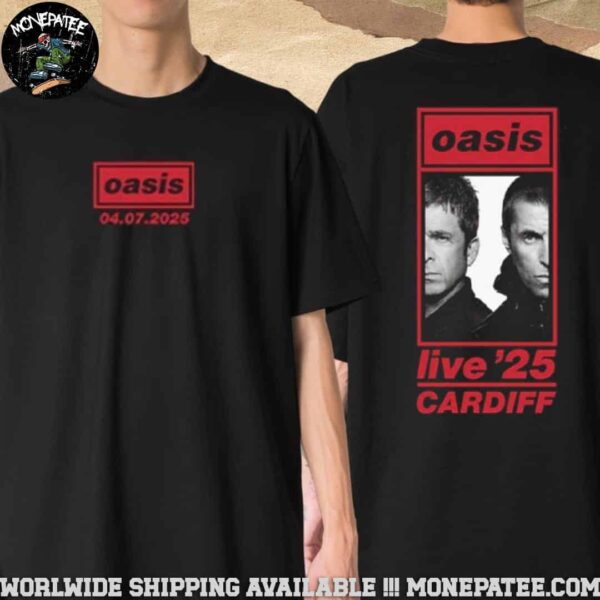 Oasis Live ’25 Tour Cardiff Live At Principality Stadium On July 4 2025 Photo Two Sided T-Shirt
