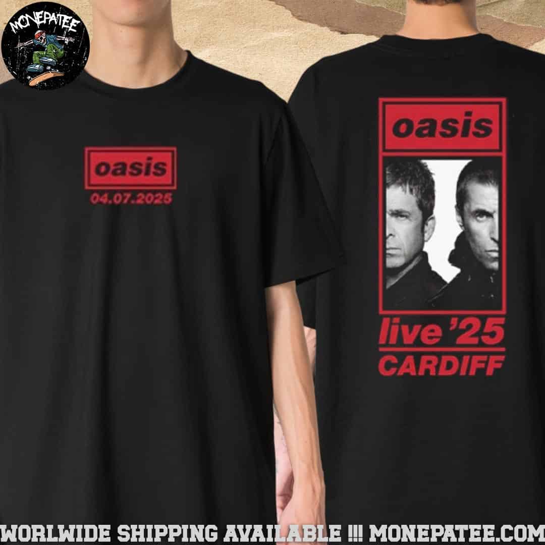 Oasis Live '25 Tour Cardiff Live At Principality Stadium On July 4 2025 Photo Two Sided T-Shirt Oasis Live '25 Tour Cardiff Live At Principality Stadium On July 4 2025 Photo Two Sided T-Shirt