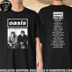 Oasis Live ’25 World Tour 2025 Exclusive Dual Shot Merchandise Two Sided T-Shirt