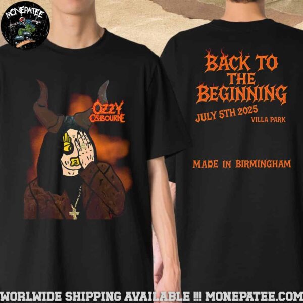 Ozzy Osbourne Back To The Beginning 2025 Bull Tee At Villa Park Made In Birmingham UK On July 5 Two Sided T-Shirt
