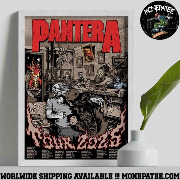 Pantera Cowboys From Hell Tour 2025 Lithograph Album Covers Tour Dates Listed Decorative Poster Canvas