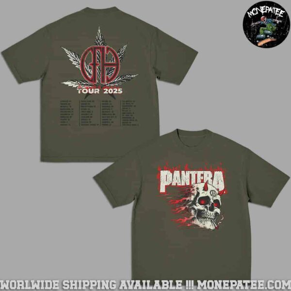Pantera Cowboys From Hell Tour 2025 Smoking Skull Artwork Dates List Two Sided Merchandise Unisex T-Shirt