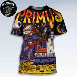 Primus Concert Poster Chicago IL On July 11th 2025 At Salt Shed All Over Print T-Shirt
