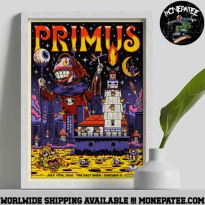 Primus Concert Poster Chicago IL On July 11th 2025 At Salt Shed Decorative Poster Canvas