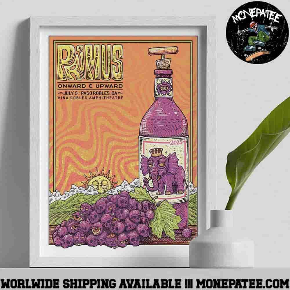 Primus Paso Robles CA Concert Poster Live At Vina Robles Amphitheatre July 5 2025 Decorative Poster Canvas Primus Paso Robles CA Concert Poster Live At Vina Robles Amphitheatre July 5 2025 Decorative Poster Canvas
