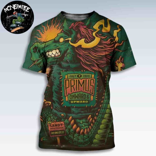 Primus Salt Lake City Ut Concert Poster On July 7 2025 Live At Sandy Amphitheater All Over Print T-Shirt