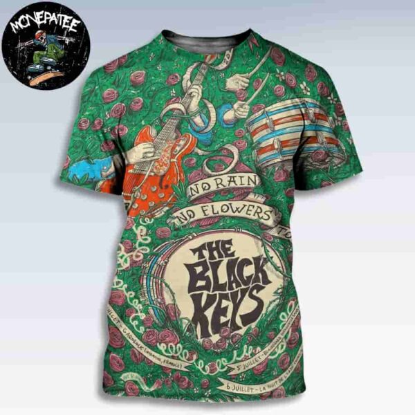 The Black Keys France Tour 2025 Official Merchandise Garorock July 4 Chateau De Beauregard July 5 Les Nuits De L?erdre July 6 All Over Print T-Shirt