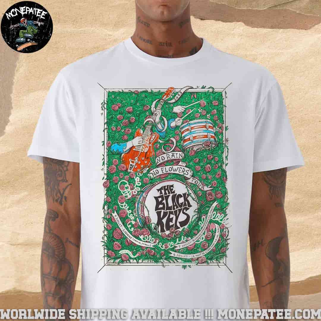 The Black Keys France Tour 2025 Official Merchandise Garorock July 4 Chateau De Beauregard July 5 Les Nuits De L?erdre July 6 T-Shirt The Black Keys France Tour 2025 Official Merchandise Garorock July 4 Chateau De Beauregard July 5 Les Nuits De L?erdre July 6 T-Shirt