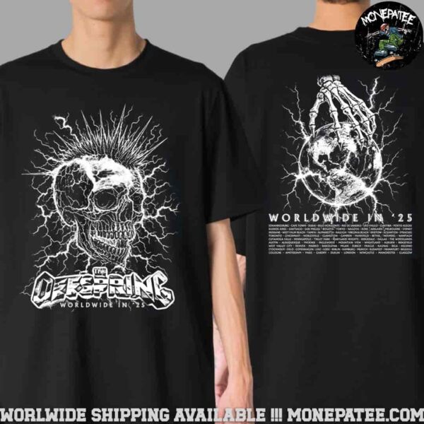 The Offspring Supercharged Worldwide In 2025 Mohawk Skull Tour Merchandise Two Sided Unisex T-Shirt