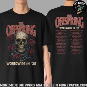 The Offspring Supercharged Worldwide In 2025 Rose Skull Tour Merchandise Two Sided Unisex T-Shirt