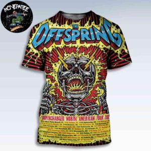 The Offspring’s Supercharged Worldwide North American Tour 2025 Artwork By Jimbo Phillips From Santa Cruz All Over Print T-Shirt